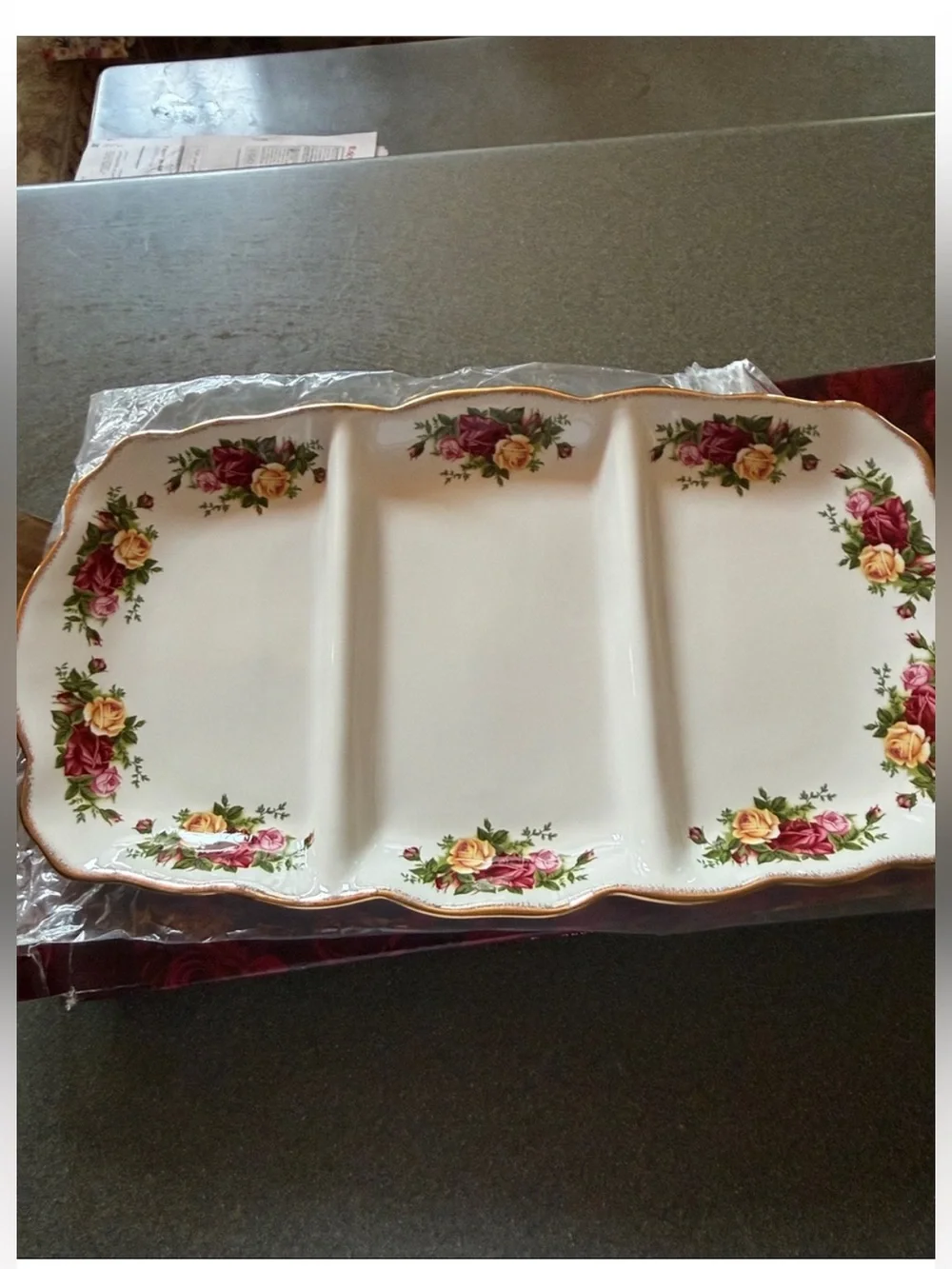 ROYAL ALBERT OCR 3 partition Serving Tray, 17.5”x9.5”, New in Box, Royal Doulton